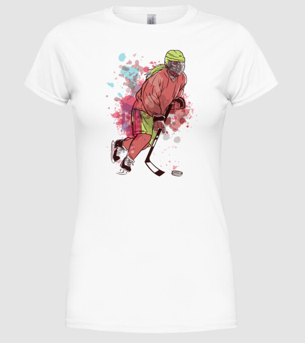 Fată hocheistă model alb pe tricou