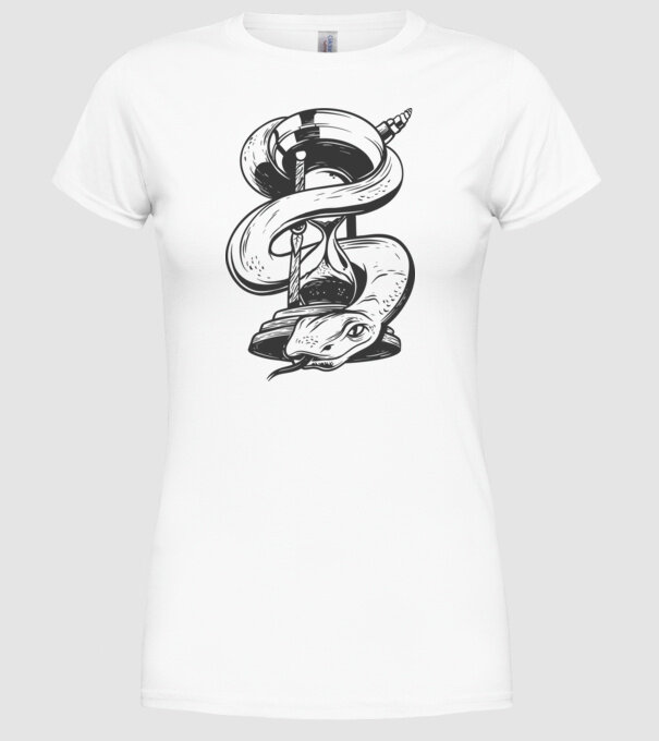 Șarpe clepsidră model alb pe tricou