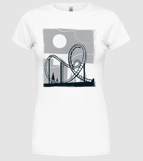 Roller coaster model alb pe tricou