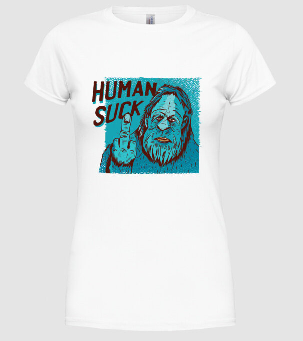 Human Suck - Yeti spune tricou amuzant antisocial model alb pe tricou