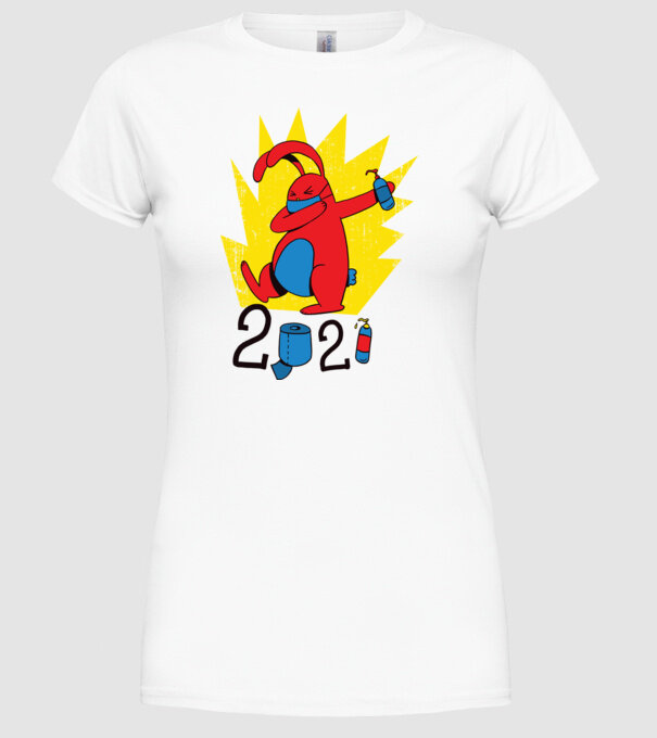 Paște 2021 - Iepuraș cu mască model alb pe tricou
