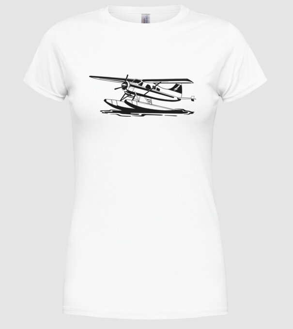 Hydroplane avion model alb pe tricou