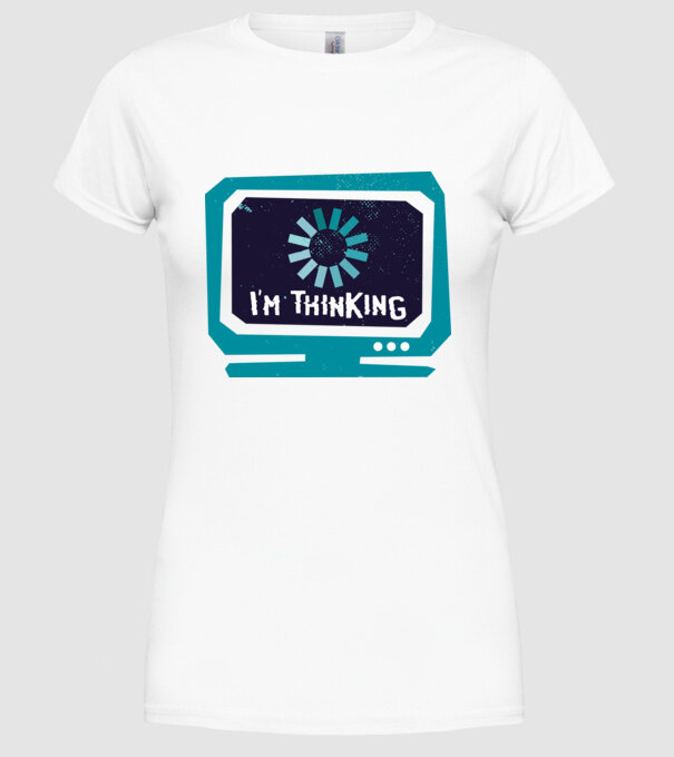 'I''m thinking Mă gândesc' model alb pe tricou