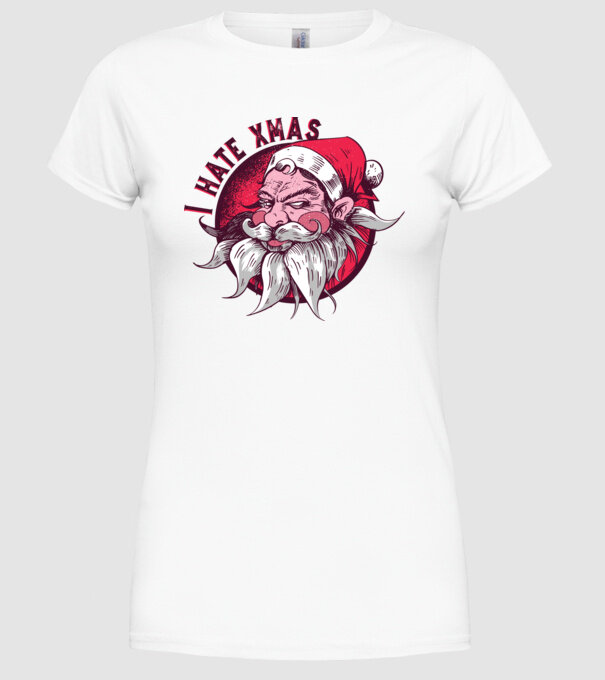 I Hate Xmas model alb pe tricou
