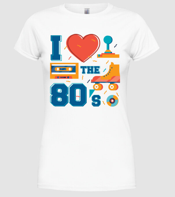'I love the 80s - Iubesc anii ''80' model alb pe tricou