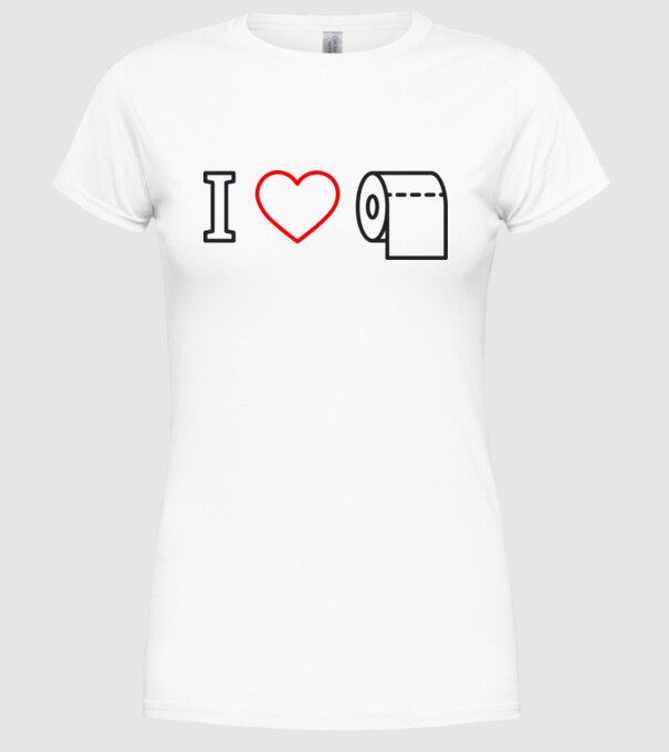 I love hârtie igienică model alb pe tricou