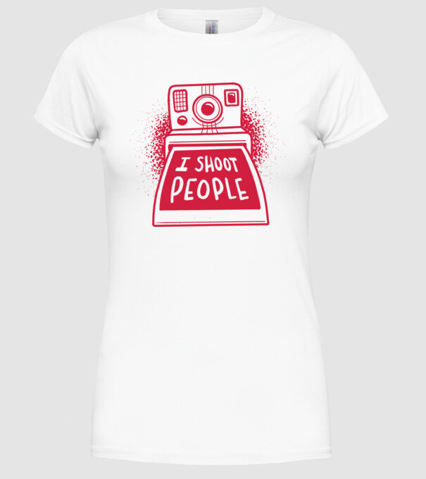 I shoot people - Fotograf model alb pe tricou