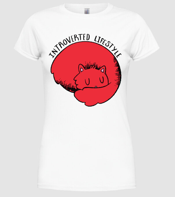 Pisică Introvertită model alb pe tricou