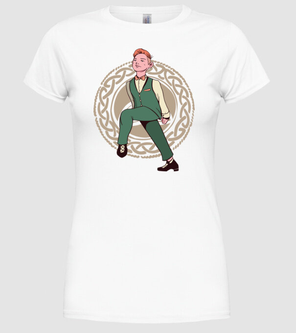 Bărbat Dansator irlandez model alb pe tricou