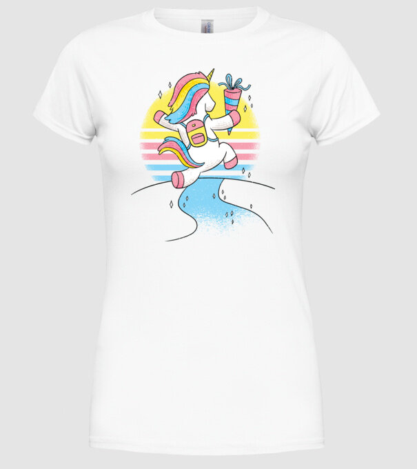 Unicorn școlar model alb pe tricou