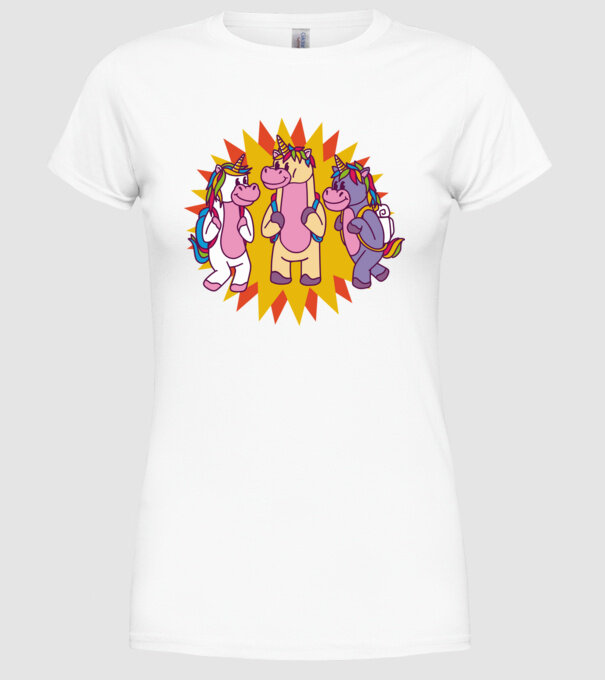 Unicorni școlari model alb pe tricou