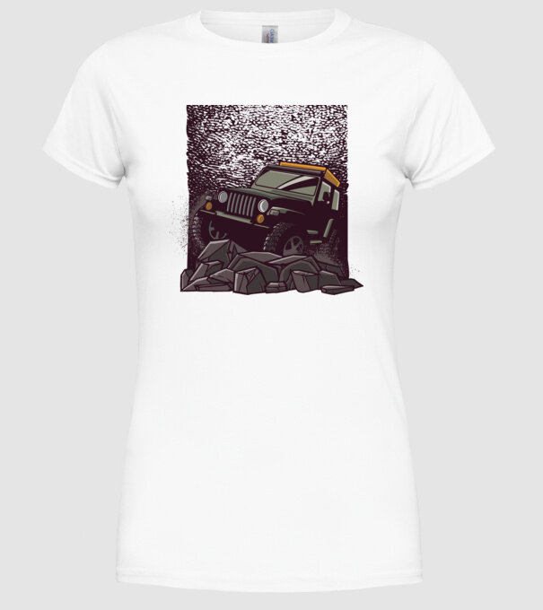 Jeep Offroad model alb pe tricou