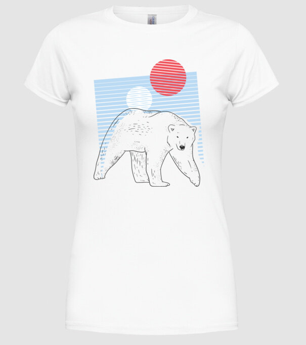 Urs polar model alb pe tricou