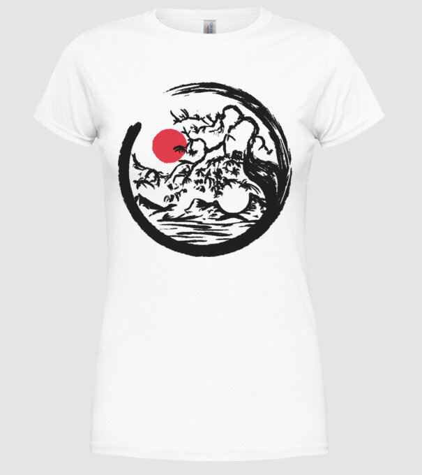 Yin-Yang Bonsai model alb pe tricou
