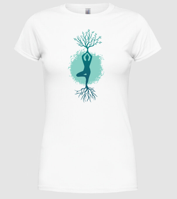 Yoga Natură model alb pe tricou