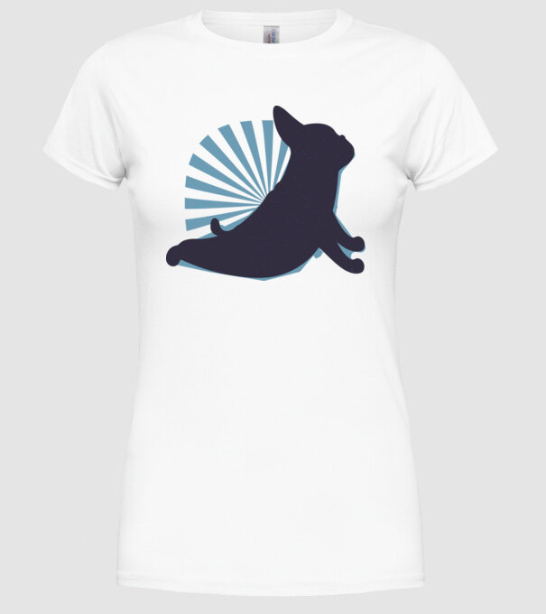 Mops Yoga model alb pe tricou