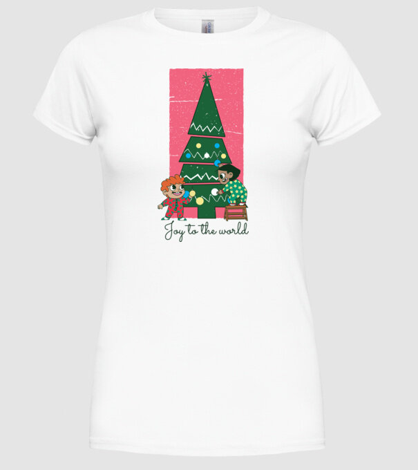 Împodobire pom de Crăciun model alb pe tricou