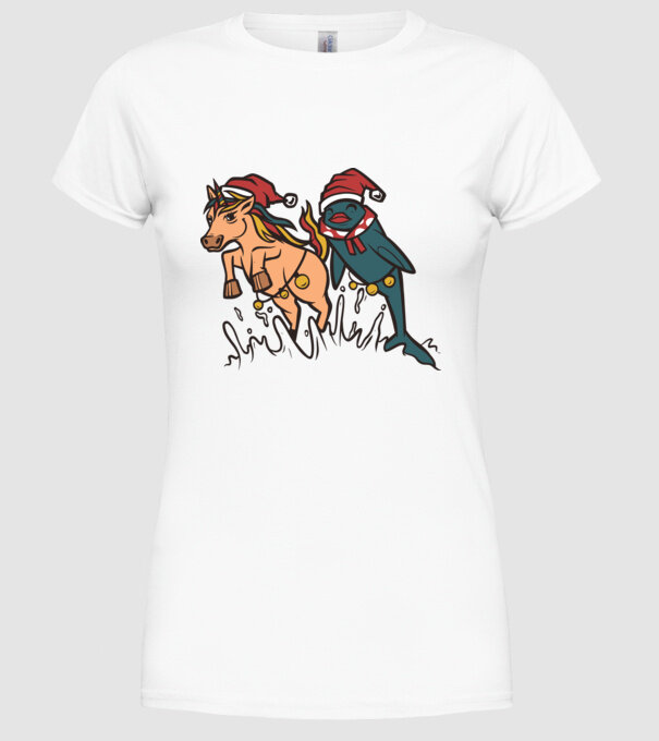Animale de Crăciun model alb pe tricou