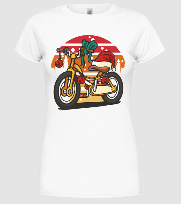 Bicicletă de Crăciun model alb pe tricou