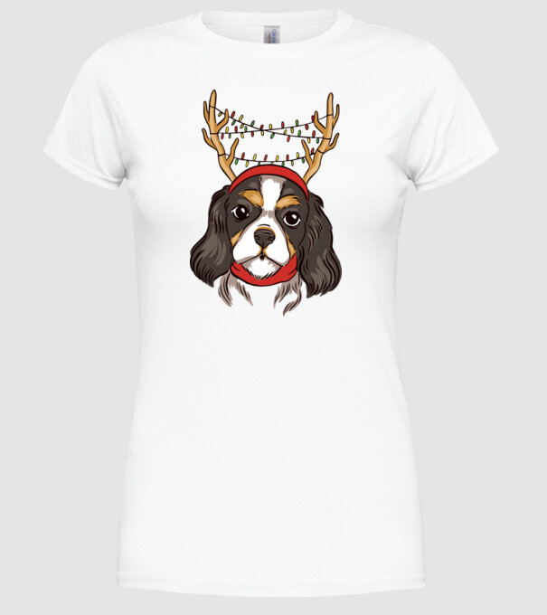 Cavalier de Crăciun model alb pe tricou