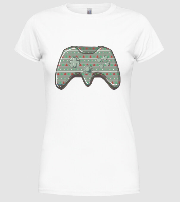 Controler Gamer Crăciun model alb pe tricou