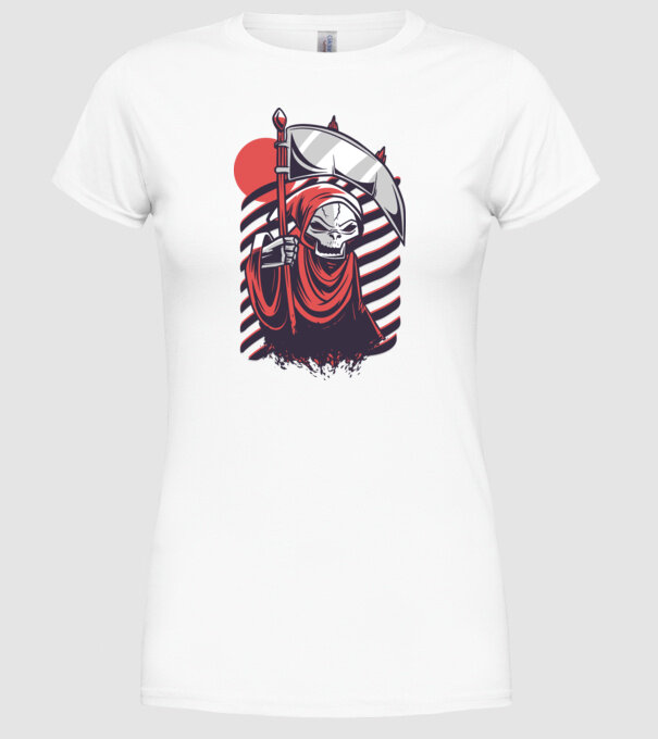Moartea - Grim Reaper model alb pe tricou