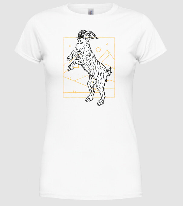 Capră model alb pe tricou