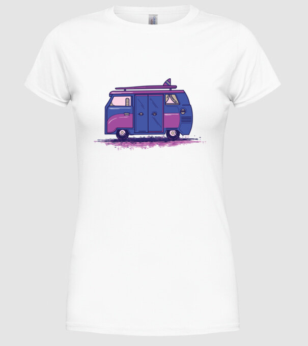 Mașină de camping model alb pe tricou