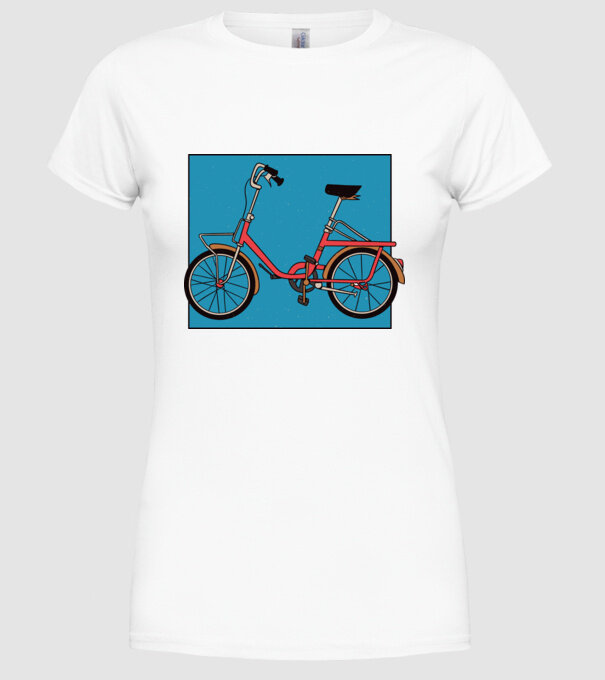 Bicicletă Camping model alb pe tricou