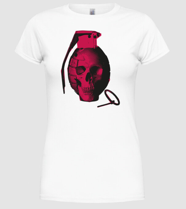 Grenadă de mână Craniu model alb pe tricou