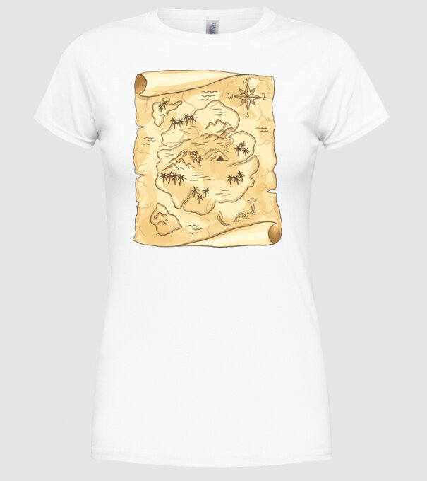 Hartă cu comori model alb pe tricou