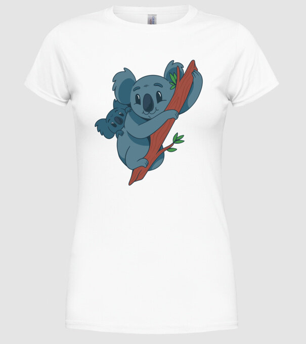 Coala model alb pe tricou
