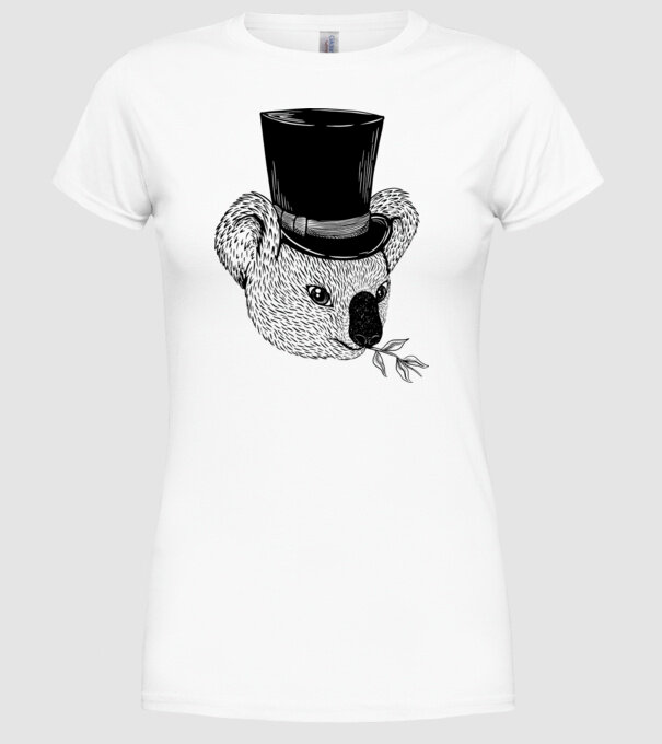 Cilindru Koala model alb pe tricou