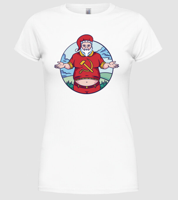 Moș Crăciun comunist model alb pe tricou