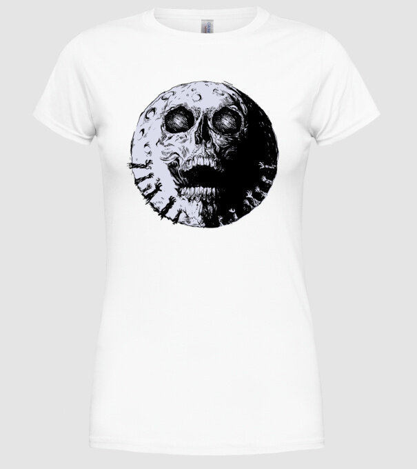 Craniu Lună model alb pe tricou