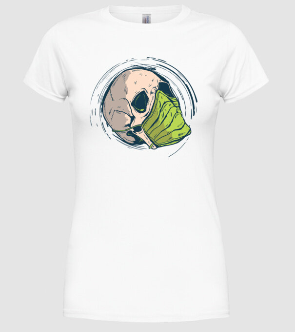 Craniu cu mască model alb pe tricou