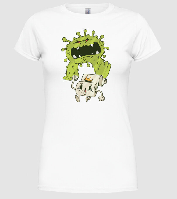 Coronavirus Monstru model alb pe tricou