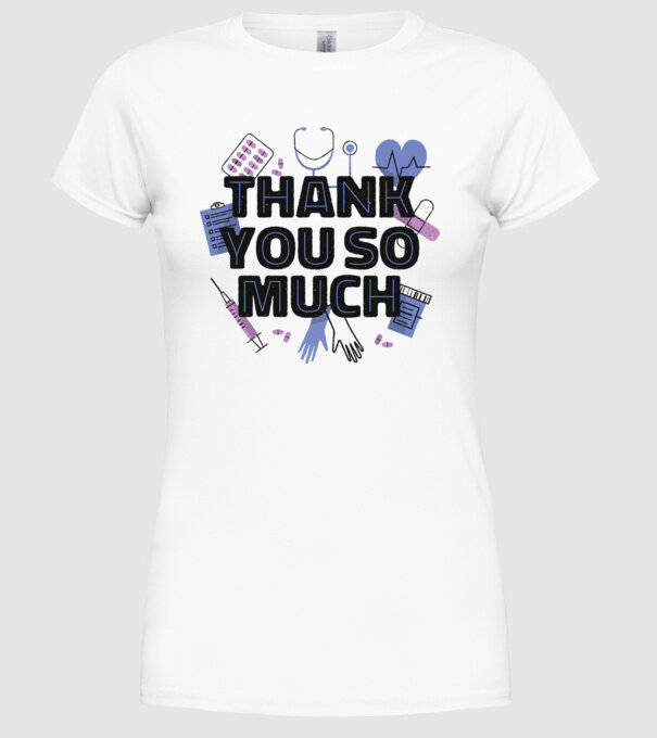 Mulțumim foarte mult - pentru medici model alb pe tricou