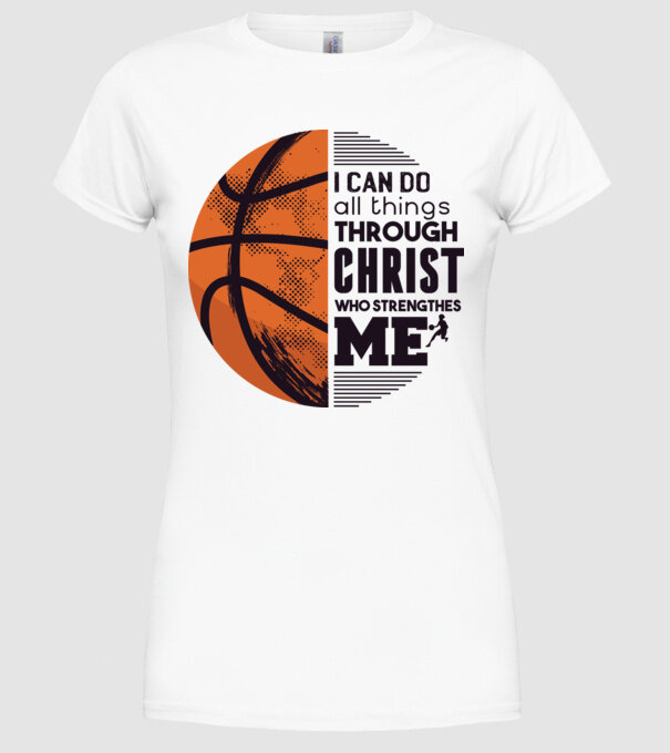 Cu ajutorul lui Hristos reușim Baschetbalist model alb pe tricou