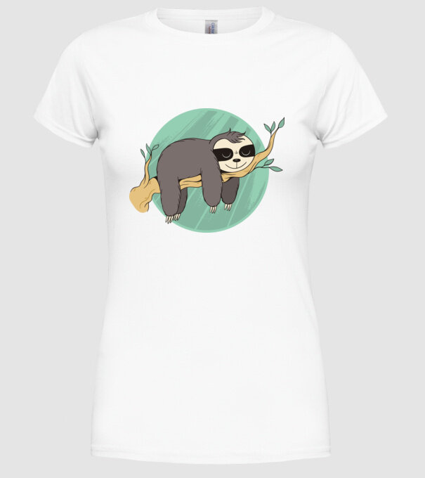 Leneș odihnă model alb pe tricou