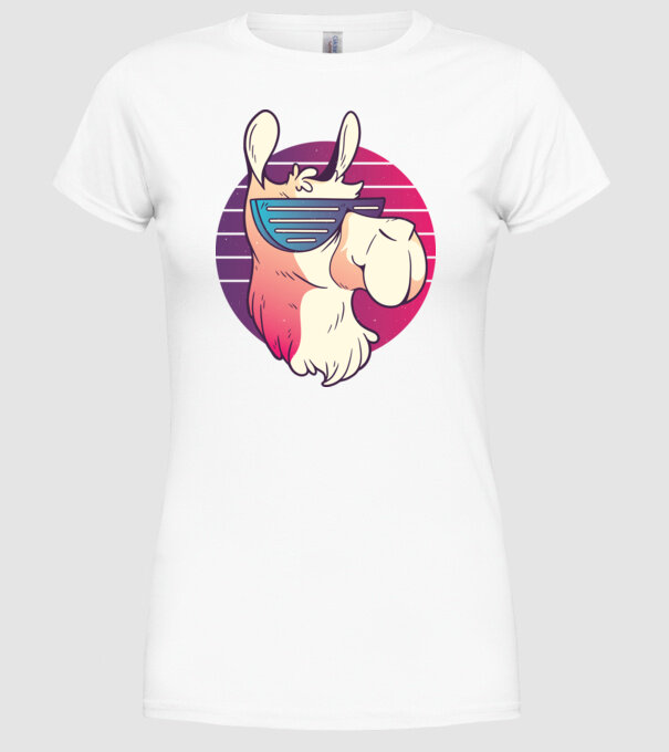 Llama ochelari de soare retro tricou model alb pe tricou