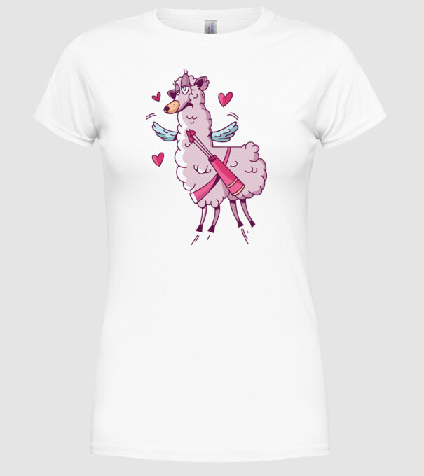 'Dragoste Llama pentru Valentine''s Day' model alb pe tricou