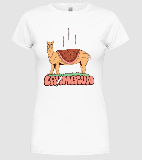 Lamacun Lama model alb pe tricou