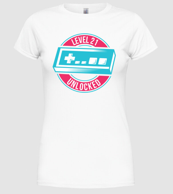 Level 21 Unlocked 21th Birthday model alb pe tricou
