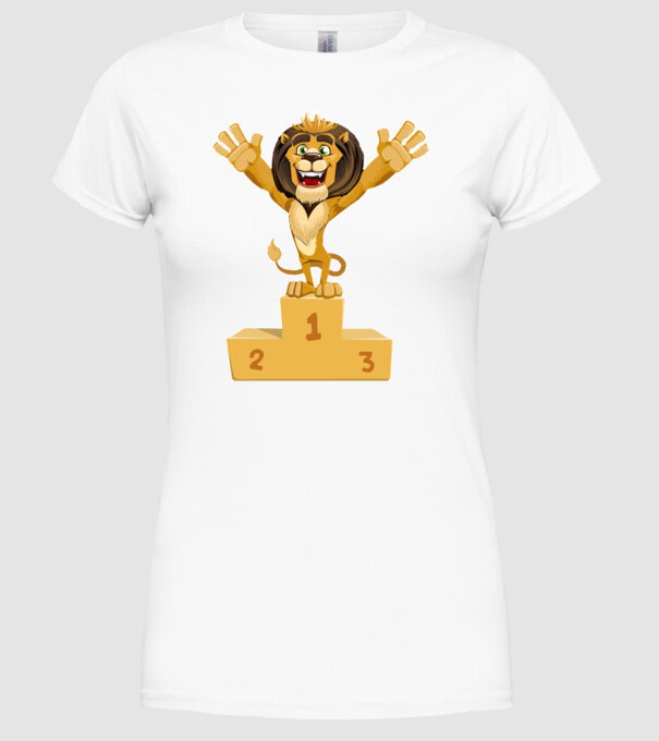 lion champion model alb pe tricou
