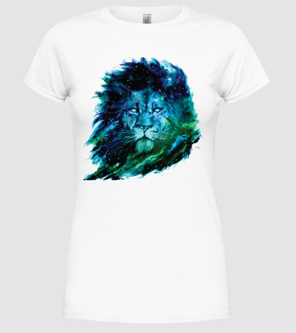 lion color splash model alb pe tricou