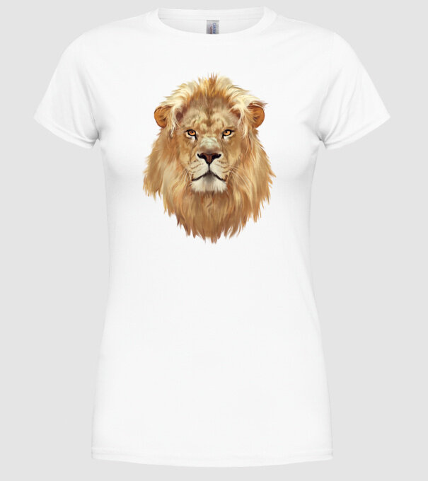 lion head paint model alb pe tricou