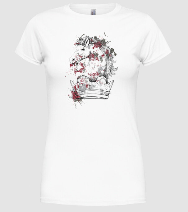 Coroană Cal - Șah model alb pe tricou