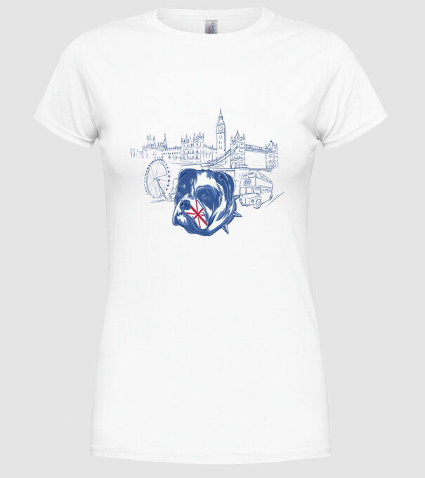 London Bulldog model alb pe tricou