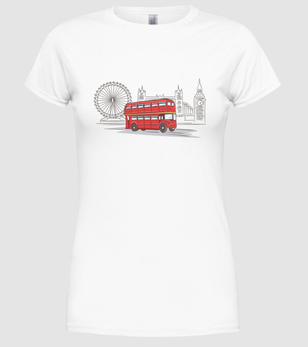 London Bus model alb pe tricou